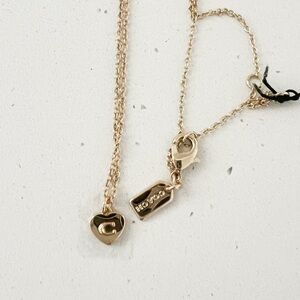 NWT Coach 14K Gold Plated Heart Pendant Necklace w/ Dust Bag Delicate